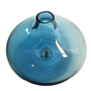 IKEA Modernist Salong Glass Vase Turquoise Blue Hand Blown. Retired # 1120 VTG